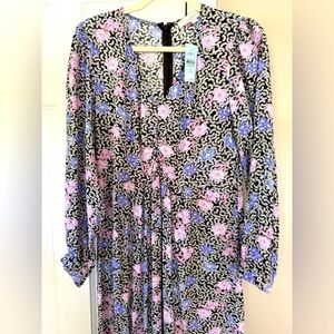 Loft patterned midi dress, 6 petite